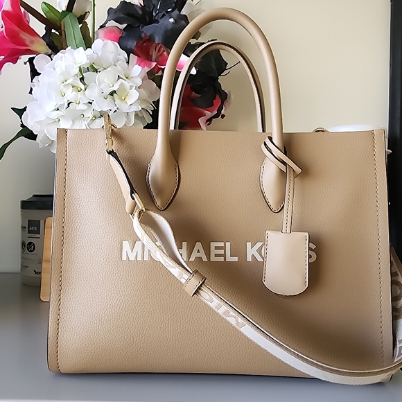 Michael Kors Mirella Medium Leather Tote in Camel - Picture 1 of 5